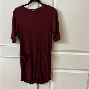 Dark Red Short Sleeve Women's Top
